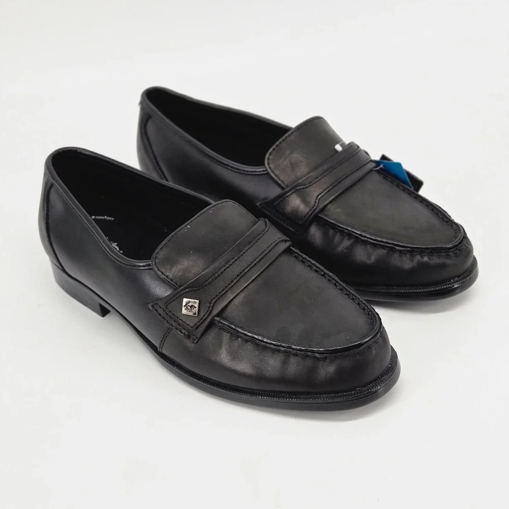 Thom McAn Men Black Leather Poron 4000 Penny Loafers Dress Shoes 10W NWT Y2K
